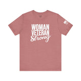 featuring the iconic Bella Canvas Airlume fabric with sizes including a generous 2X, 3X, and 4X fit.  Ideal for women veterans, it serves as an inspiring and appropriate graphic tee for various occasions, including Veterans Day, Memorial Day, 4th of July, Flag Day, and Constitution Day. Choose from a stunning palette of colors,