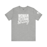 featuring the iconic Bella Canvas Airlume fabric with sizes including a generous 2X, 3X, and 4X fit.  Ideal for women veterans, it serves as an inspiring and appropriate graphic tee for various occasions, including Veterans Day, Memorial Day, 4th of July, Flag Day, and Constitution Day. Choose from a stunning palette of colors,