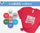 featuring the iconic Bella Canvas Airlume fabric with sizes including a generous 2X, 3X, and 4X fit.  Ideal for women veterans, it serves as an inspiring and appropriate graphic tee for various occasions, including Veterans Day, Memorial Day, 4th of July, Flag Day, and Constitution Day. Choose from a stunning palette of colors,