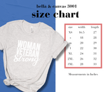 featuring the iconic Bella Canvas Airlume fabric with sizes including a generous 2X, 3X, and 4X fit.  Ideal for women veterans, it serves as an inspiring and appropriate graphic tee for various occasions, including Veterans Day, Memorial Day, 4th of July, Flag Day, and Constitution Day. Choose from a stunning palette of colors,