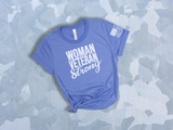 featuring the iconic Bella Canvas Airlume fabric with sizes including a generous 2X, 3X, and 4X fit.  Ideal for women veterans, it serves as an inspiring and appropriate graphic tee for various occasions, including Veterans Day, Memorial Day, 4th of July, Flag Day, and Constitution Day. Choose from a stunning palette of colors,