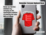 Show heartfelt appreciation with our RED Fridays decal, Deployment Gifts under 10 dollars – the perfect blend of patriotism and practicality! These tactical gear and suitcase stickers are more than just decals; they're a heartfelt salute to service members and their families.
