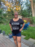 Woman Badass Veteran Metallic- Ladies Scoop Neck Tee