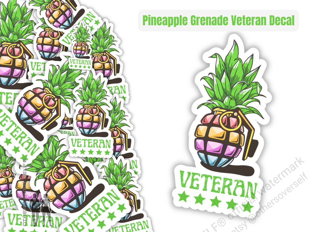 Add some tactical flair to your luggage with our vibrant Pineapple Grenade suitcase stickers! Perfect for army veterans and those who've basked in sandy locales, these decals infuse your gear with a sunny, beachy vibe. Crafted for versatility, they're ideal for roommate gifts, retirement surprises for military women, or as a nod to veteran pride.