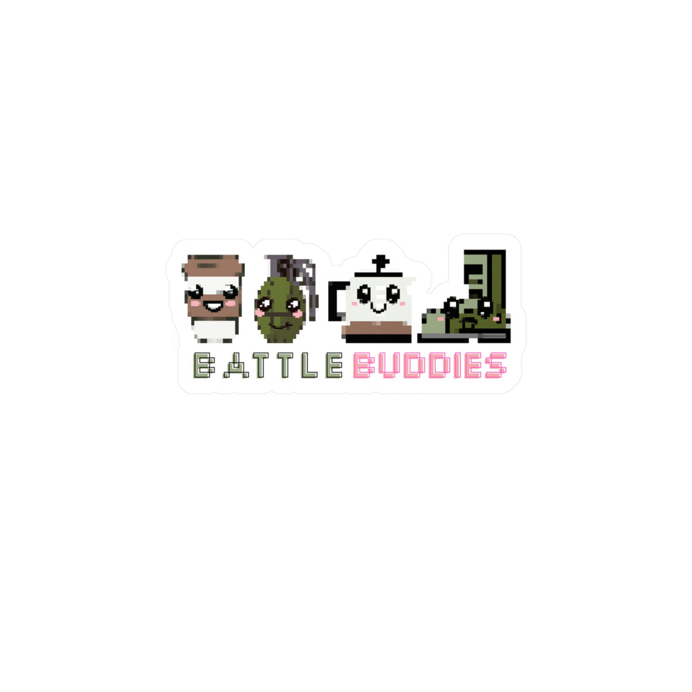 Elevate your gear with our Battle Buddies EOD Vet Coffee Tactical Decal, a pixelated retro arcade-inspired masterpiece that pays homage to the strength and resilience of women in the military. Perfect for laptops, e-readers, luggage, and more, this vinyl sticker is a dynamic blend of patriotism and style.