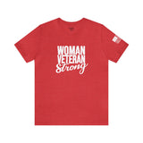 Woman Veteran Strong | inspirational tshirt | retirement gifts for military women | bella canvas athletic heather | appropriate graphic tees