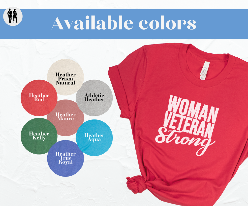  featuring the iconic Bella Canvas Airlume fabric with sizes including a generous 2X, 3X, and 4X fit.  Ideal for women veterans, it serves as an inspiring and appropriate graphic tee for various occasions, including Veterans Day, Memorial Day, 4th of July, Flag Day, and Constitution Day. Choose from a stunning palette of colors, 